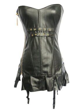 Sexy Black Faux Leather Corset